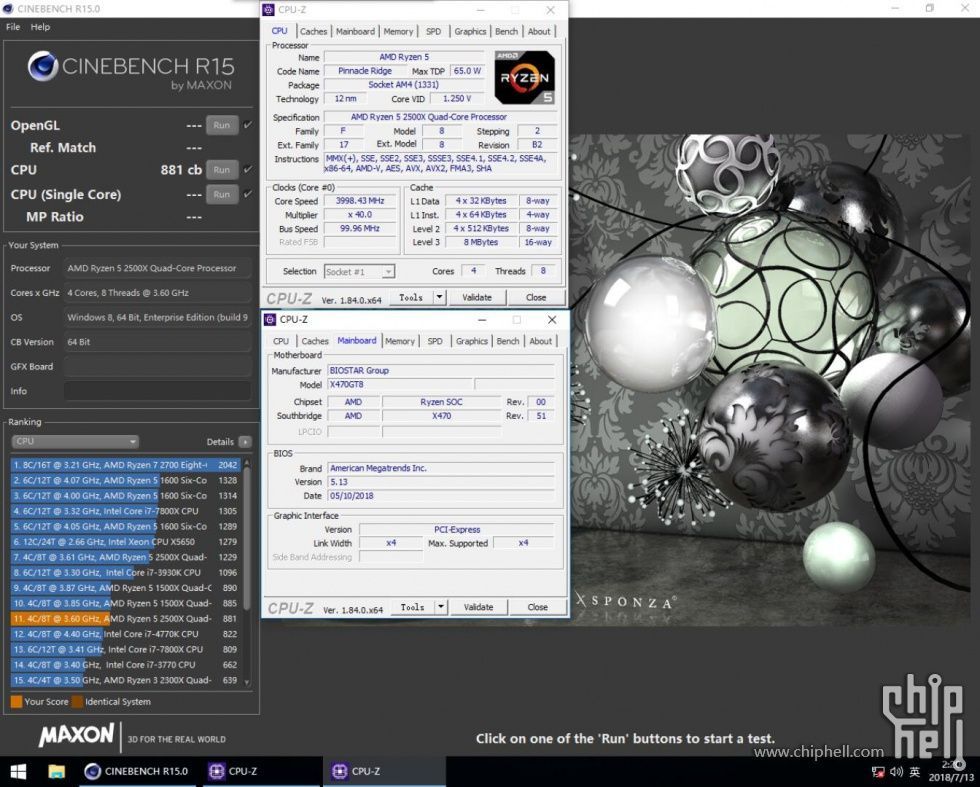 AMD Ryzen 5 2500X - wydajność Cinebench R15