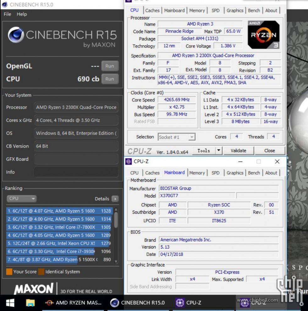 AMD Ryzen 3 2300X - Cinebench R15