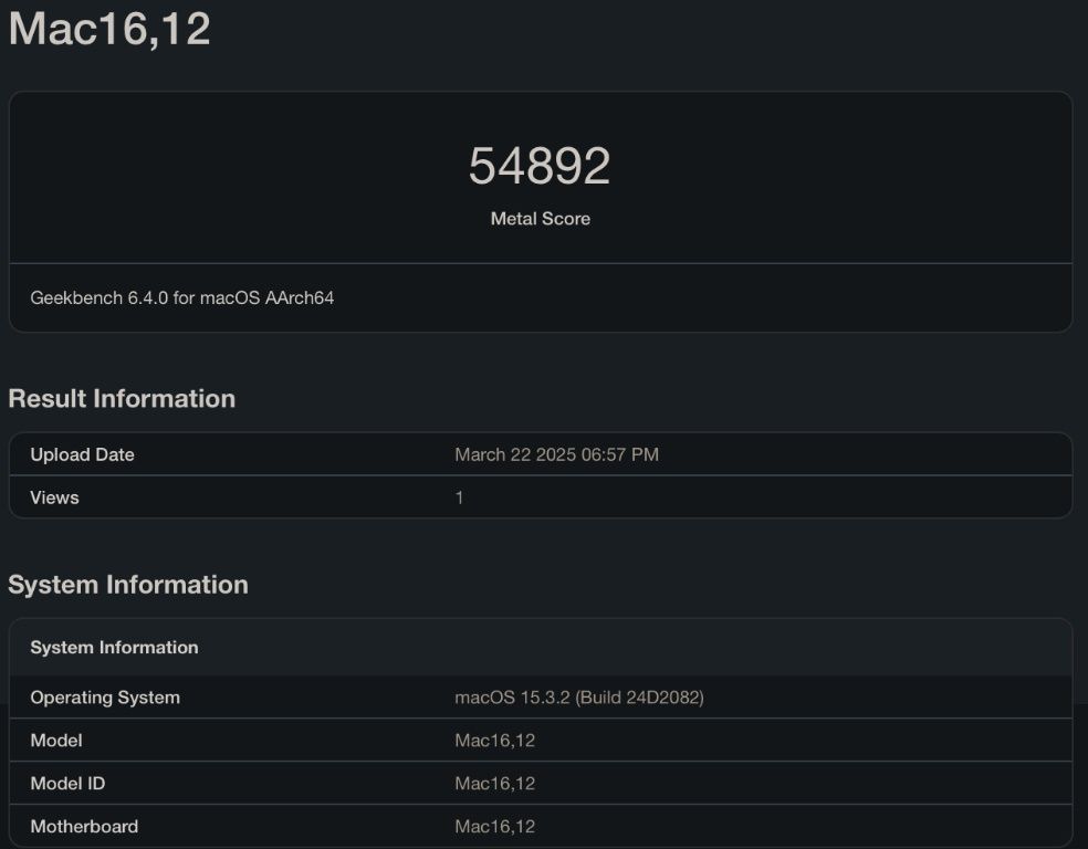 MacBook Air M4 - Geekbench 6 GPU