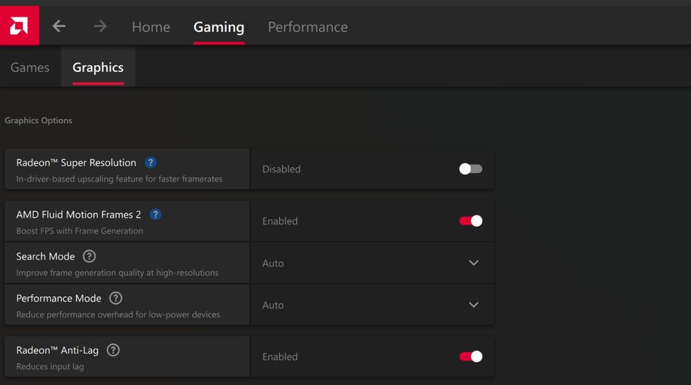 AMD Fluid Motion Frames 2 - panel