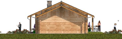 Projekt domu A-108 Dom chmielowa - z bali (BBD1045) - elewacja prawa