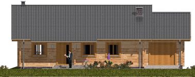 Projekt domu A-134 Dom południowa - z bali (BBD1233) - elewacja frontowa
