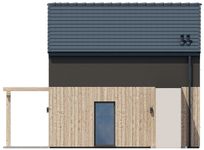Projekt domu letniskowego KA146 SZ (PKT1246) - elewacja frontowa