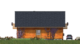 Projekt domu L-30 Dom ludowa - z bali (BBD1039) - elewacja tylna