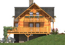 Projekt domu L-71 Dom rolna - z bali (BBD1099) - elewacja lewa