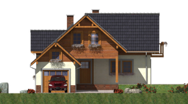 Projekt domu L-77 Dom grzybowa - szkieletowy (BBD1111) - elewacja frontowa