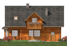 Projekt domu L-86 Dom długa - z bali (BBD1128) - elewacja tylna