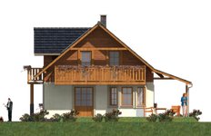 Projekt domu L-90 Dom irysowa - szkieletowy (BBD1133) - elewacja prawa