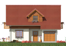 Projekt domu L-96 Dom cynamonowa - szkieletowy (BBD1149) - elewacja frontowa