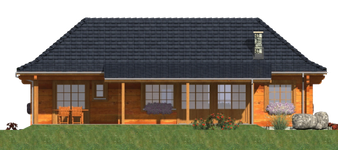 Projekt domu A-113 Dom olchowa - z bali (BBD1179) - elewacja tylna