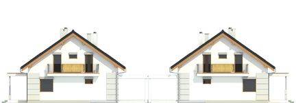 Projekt domu Nowinka z garażem i wiatą bliźniak [A1-BL1] (WRF1679) - elewacja tylna