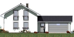 Projekt domu A-142 Dom lawendowa - szkieletowy (BBD1257) - elewacja frontowa