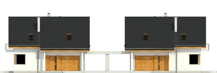 Projekt domu Nowinka IV z garażem i wiatą bliźniak [A1-BL1] (WRF1697) - elewacja frontowa