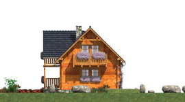 Projekt domu L-30 Dom ludowa - z bali (BBD1039) - elewacja prawa