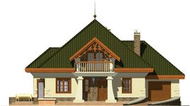 Projekt domu Żuraw z garażem 1-st. [A] (WRF1158) - elewacja frontowa