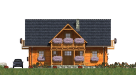 Projekt domu L-30 Dom ludowa - z bali (BBD1039) - elewacja frontowa
