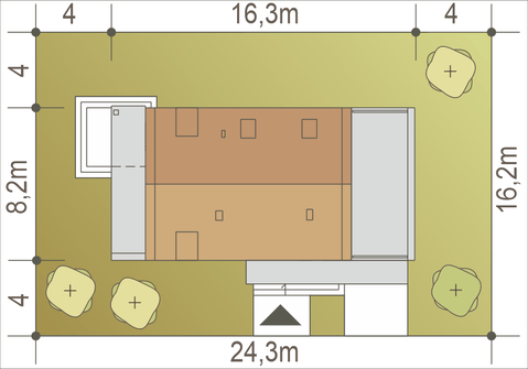 Projekt domu Rumcajs z garażem 1-st. [A] (WRF1336) - rzut działki