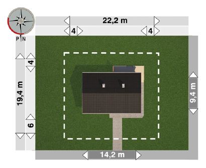 Projekt domu Modrzyk Solis (1226) (KRD2191) - rzut działki