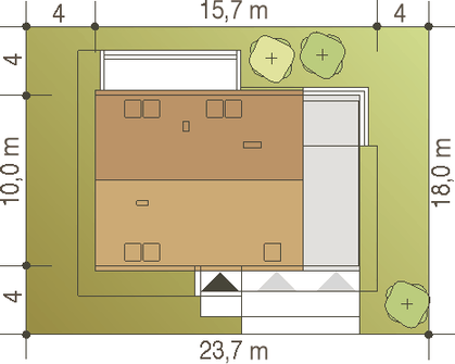 Projekt domu Bernikla z garażem 2-st. [A1] (WRF1619) - rzut działki
