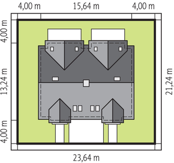 Projekt domu Sambor G2 (dwulokalowy) (WRC2612) - rzut działki