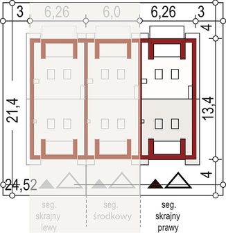 Projekt domu Diana A segment prawy (WRD2502) - rzut działki