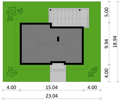Projekt domu KA21 (PKT1030) - rzut działki