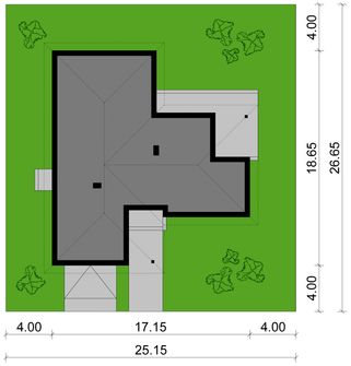 Projekt domu KA40 (PKT1043) - rzut działki