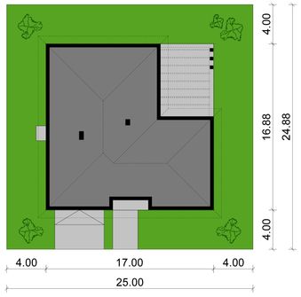 Projekt domu KA56 SZ (PKT1245) - rzut działki
