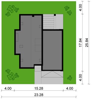 Projekt domu KA57 (PKT1056) - rzut działki