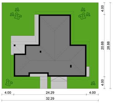 Projekt domu KA108 (PKT1116) - rzut działki