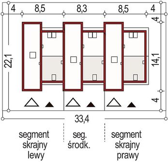 Projekt domu Adam szeregówka (WRR1061) - rzut działki