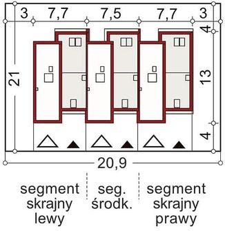 Projekt domu Andrzej szeregówka (WRR1067) - rzut działki