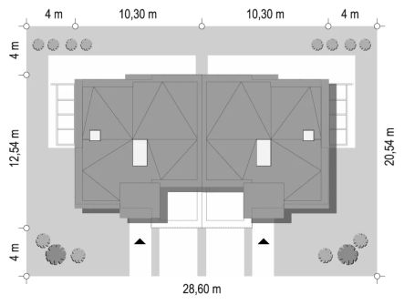 Projekt domu Qubik 3 wariant B (WAH2139) - rzut działki