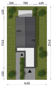 Projekt domu D427 - z garażem (WAI1544) - rzut działki