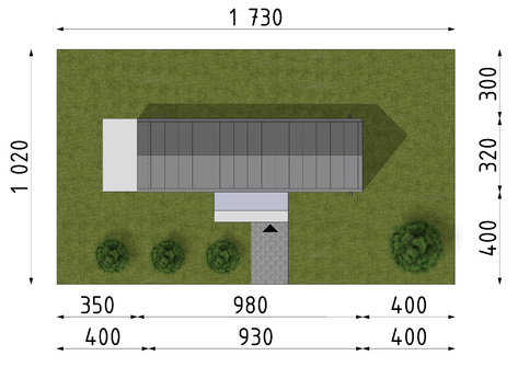Projekt domu letniskowego DM6 - wersja drewniana (WAI1545) - rzut działki