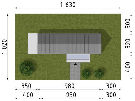 Projekt domu letniskowego DM7 - wersja drewniana (WAI1560) - rzut działki