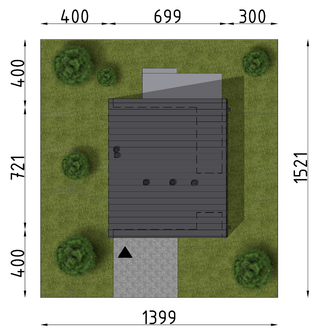 Projekt domu D433 - wersja drewniana (WAI1563) - rzut działki