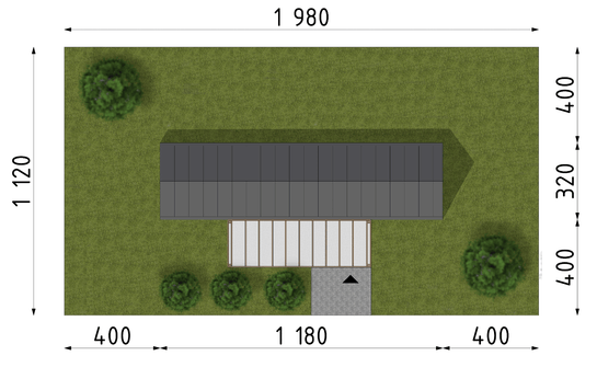Projekt domu letniskowego DM24A - wersja drewniana (WAI1558) - rzut działki