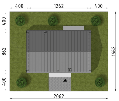 Projekt domu D445 - wersja drewniana (WAI1557) - rzut działki