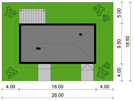 Projekt domu Ka302 (PKT1361) - rzut działki