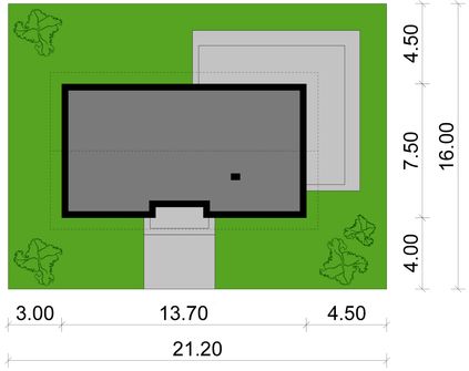 Projekt domu Ka287 Sz (PKT1358) - rzut działki