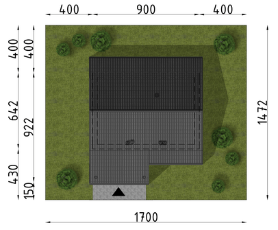 Projekt domu D439 wersja drewniana (WAI1550) - rzut działki