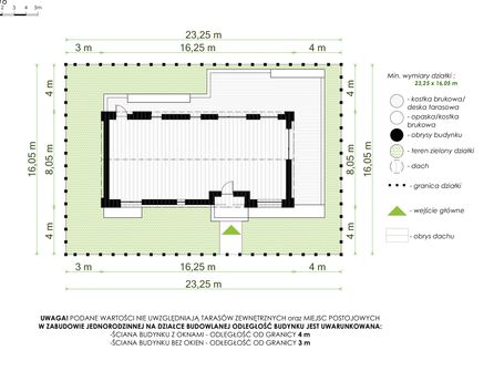 Projekt domu PióroArchitekci – 16 szkieletowy (KZN1022) - rzut działki