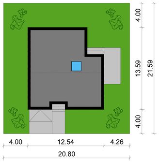 Projekt domu Ka221 T (PKT1364) - rzut działki