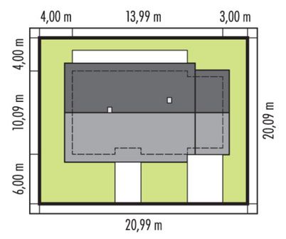 Projekt domu Mini 4 w. IV G1 (WRC2843) - rzut działki
