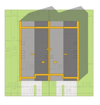Projekt domu Ella 40 dom jednorodzinny dwulokalowy (WRR1155) - rzut działki