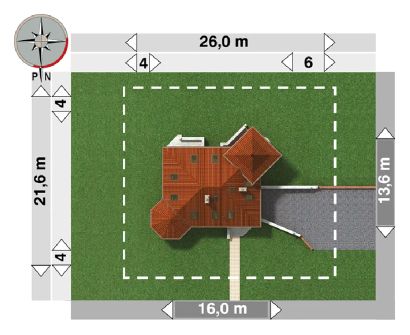 Projekt domu Sielawa (620) (KRD1895) - rzut działki