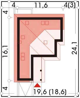 Projekt domu Borowik wersja B niepodpiwniczona (WRD1312) - rzut działki