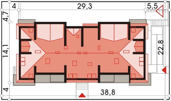 Projekt budynku wielorodzinnego Domy Szczęśliwe 1 wersja A (WRD1664) - rzut działki