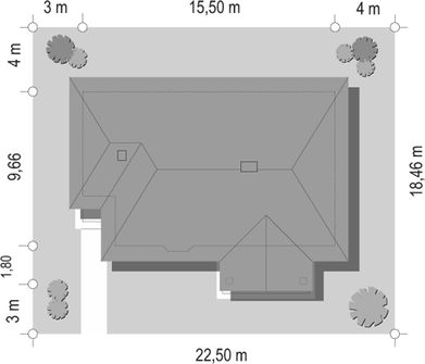Projekt domu D05 (WAH1122) - rzut działki